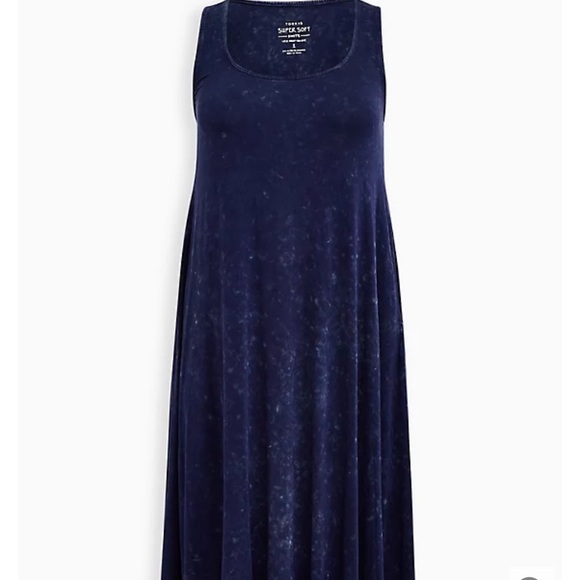 Torrid-Navy wash super soft MIDI Dress - Picture 5 of 5